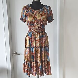 Allover  floral print puff sleeve dress